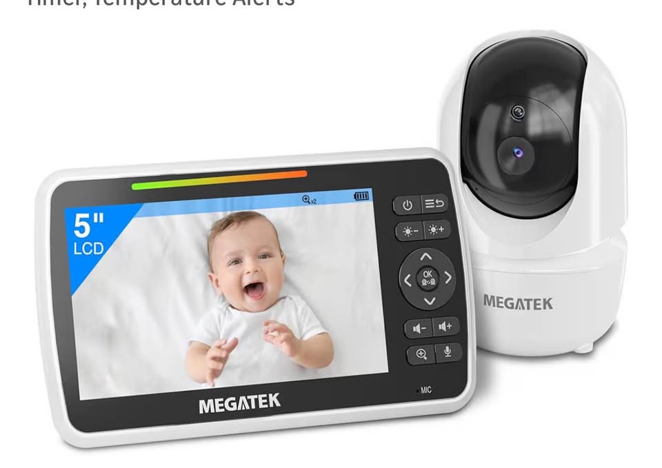Non-WiFi Baby Monitor with Camera & Audio – 5” Screen, Night Vision, Two-Way Talk, Long Battery Life