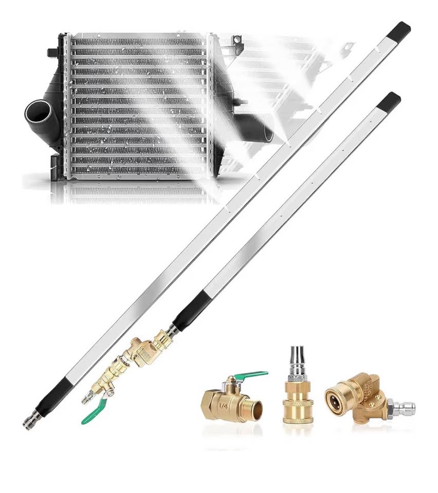 Radiator Cleaning Wand Set (47” & 24”) – Stainless Steel 4500 PSI Dual Water/Air Flush Tool