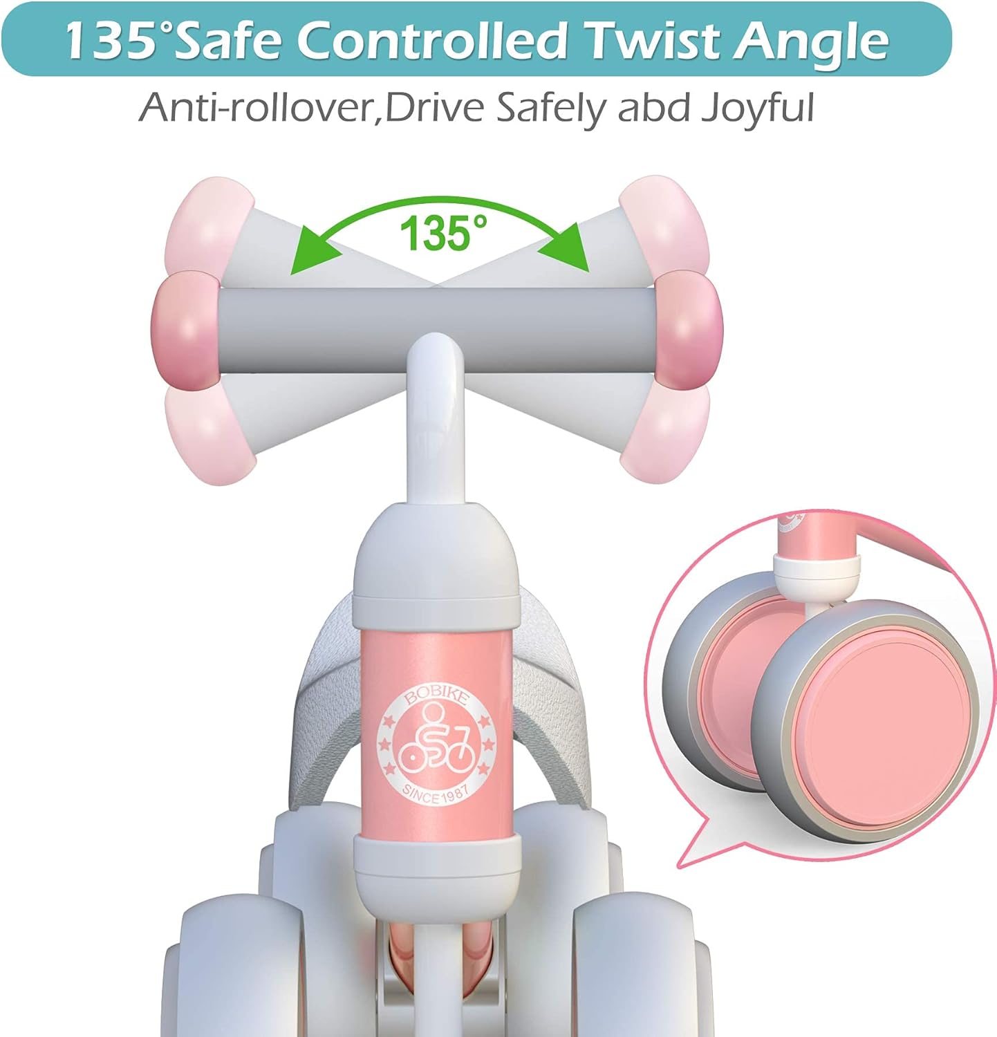 Baby Balance Bike for Toddlers (12–36 Months) – No Pedals, 4-Wheel Ride-On Toy