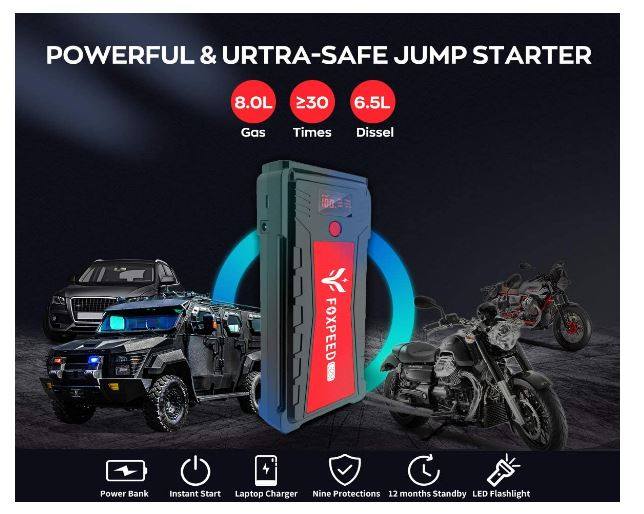 2500A Portable Car Battery Jump Starter – Compact Emergency Power Pack for Cars, SUVs & Trucks