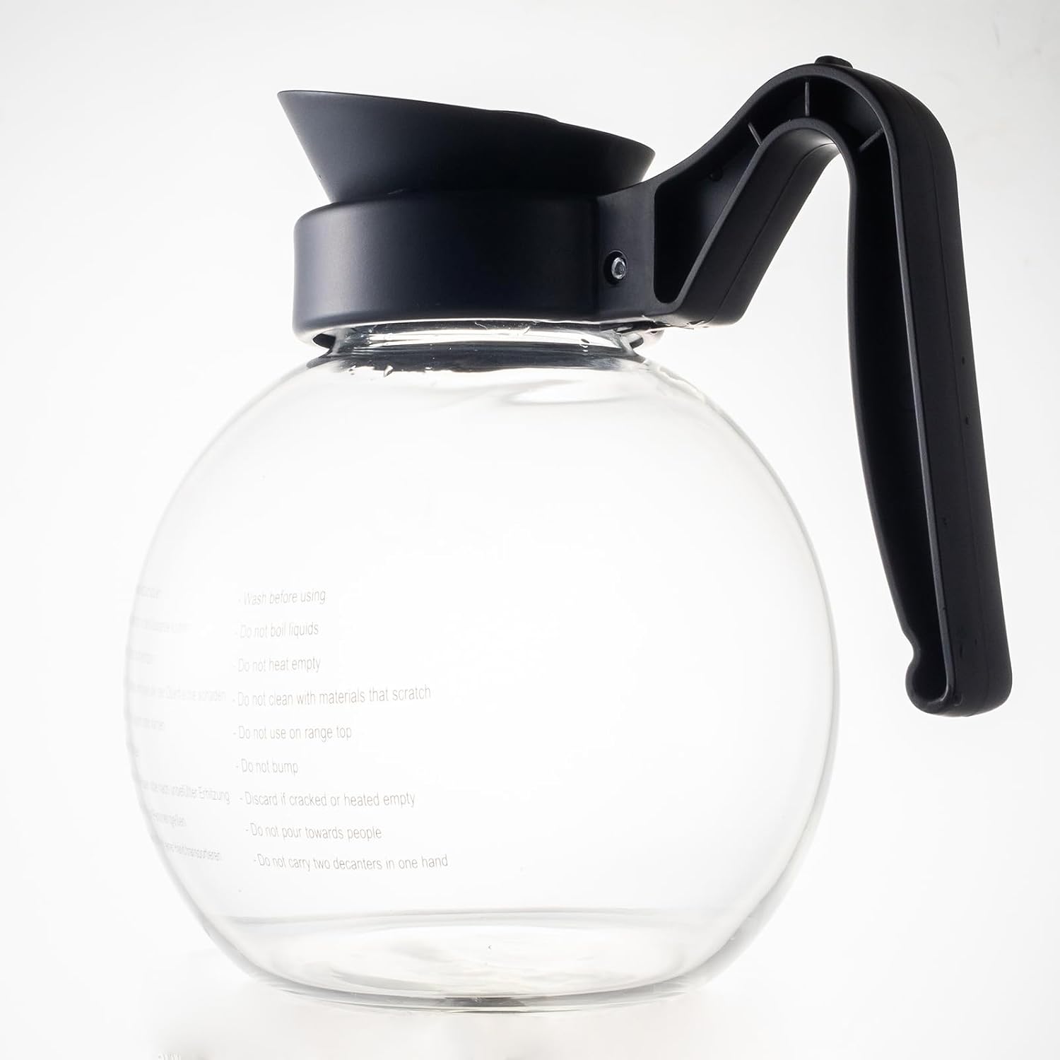 Crystalline Glass Coffee Decanter with Black Handle – 64 oz Heat-Resistant Tempered Glass Carafe