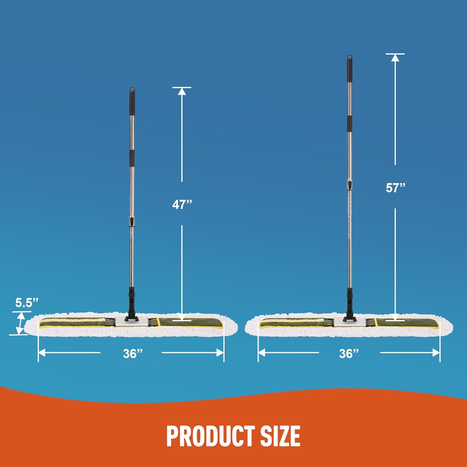 36” Commercial Dust Mop for Hardwood Floors – Heavy-Duty Industrial Floor Mop with Telescopic Handle & Washable Microfiber Pads