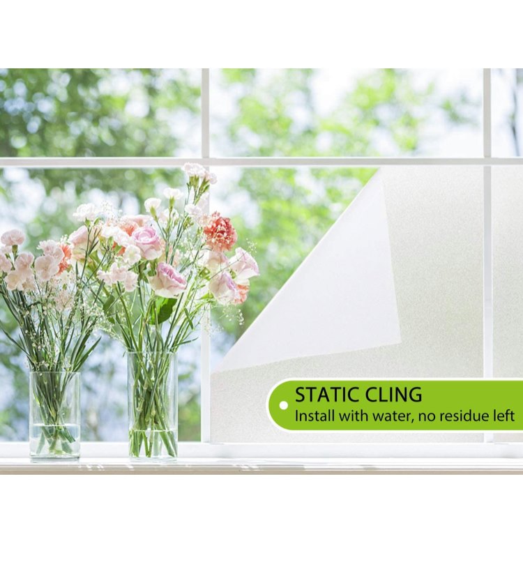 Frosted Window Privacy Film – Non-Adhesive UV Blocking Static Cling Glass Covering