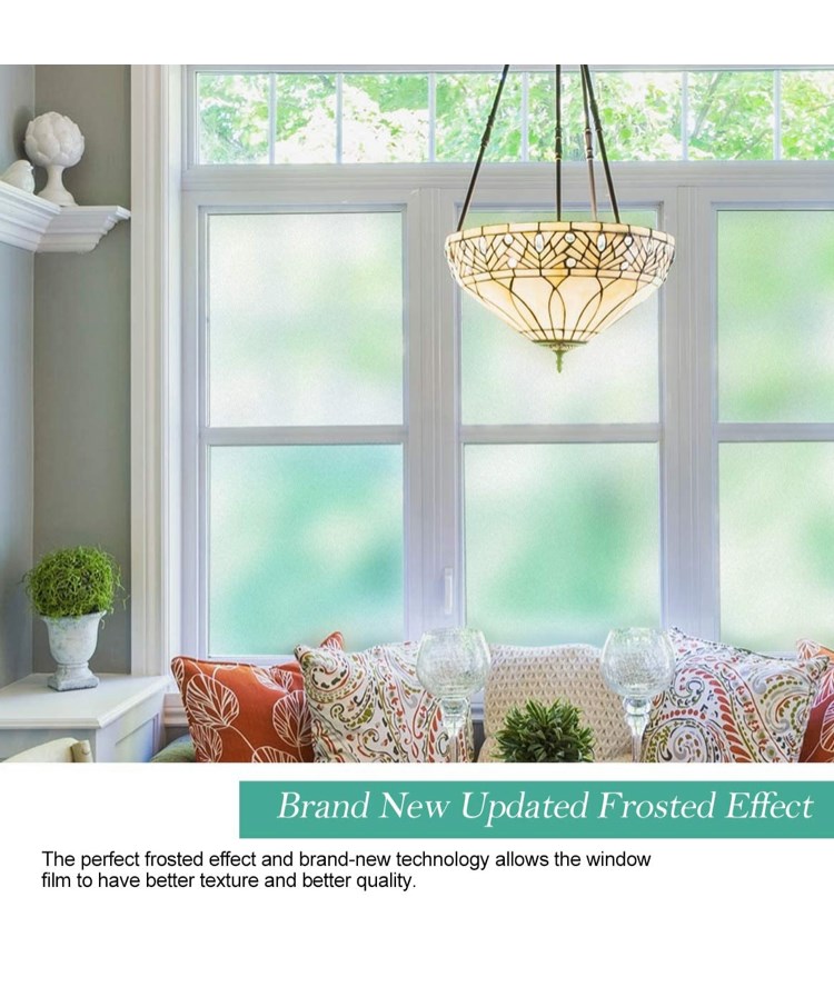 Frosted Window Privacy Film – Non-Adhesive UV Blocking Static Cling Glass Covering