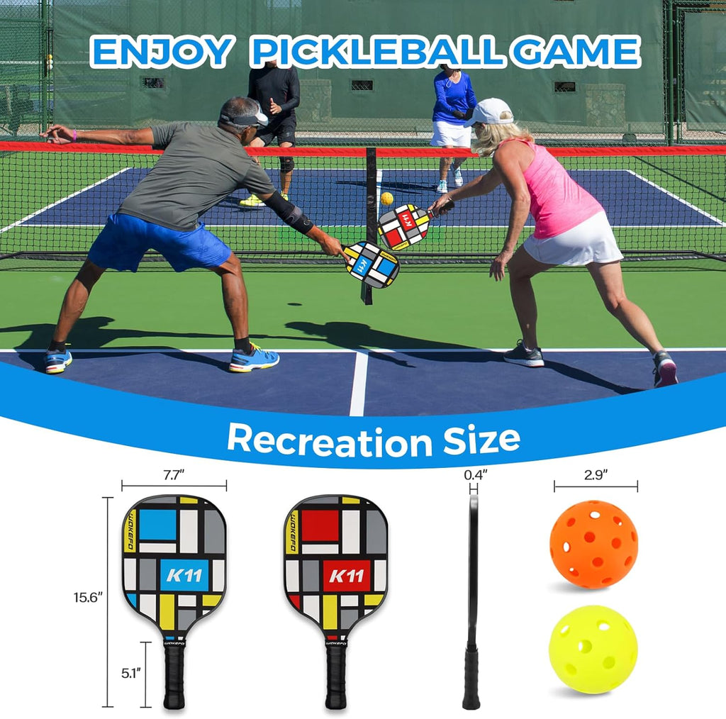 Pickleball Set with Net & Paddles – 4 Player Portable Pickleball Paddle Set with 22FT Net, Balls & Carrying Bag
